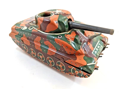 LINEMAR Juguete de Estaño Ejército de EE. UU. Tanque 0213579 Camoflauge Batería Op De Colección Años 50 Japón Foto 1 de 4