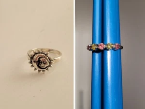 Bundle- Sun & Moon Face Size P 1/2 & Adjustable Watermelon Tourmaline Ring - Picture 1 of 9
