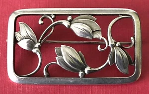 Vintage Georg Jensen Denmark Sterling Silver #295 Aesthetic Hand Wrought Pin - Picture 1 of 4