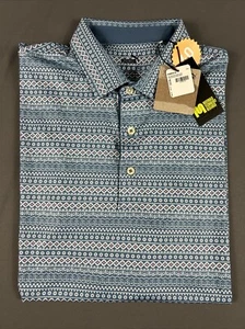 Puma Golf Shirt Polo Mattr Fair Isle Micro Print Medium Blue Polyester MSRP $80 - Picture 1 of 5