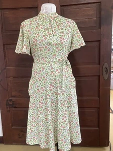 Vintage Handmade Cottage Core Prairie 70’s Floral Dress M/L Lace Detail Keyhole - Bild 1 von 16