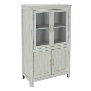 Shabby Chic Mueble madera blanco cómoda aparador 4 puertas y vitrina vintage - Imagen 1 de 9