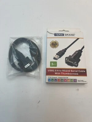 2 Tera Grand USB 2.0 to RS232 Serial DB9 Cable w/FTDI chip, 3FT Male Thumbscrews - Image 1 of 4