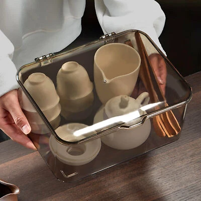 Tea Set Storage Box Transparent Storage Container Large Capacity Multifunctio AA - Image 1 of 4