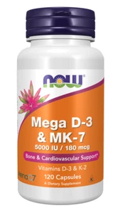 NOW Foods Mega D-3 & MK-7 120 Capsules - Picture 1 of 1
