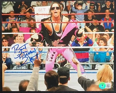 BRET HITMAN HART SIGNED WWF CHAMPION 8X10 PHOTO BECKETT WITNESS COA - Image 1 of 2