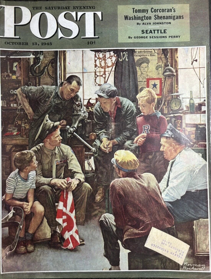 1945 Norman Rockwell Saturday Evening Post WW II Soldier Original Magazine Cover - Image 1 of 1
