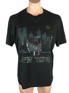Camisa DE COLECCIÓN Nueva York Nueva York Negra Metálica Puntada Única Camiseta Gráfica JERZEES Años 80 - Imagen 1 de 6