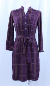 Donna Morgan Kleid lila gelb kariert Brusttaschen Taille Bindeknöpfe Gr. 4 - Bild 1 von 13