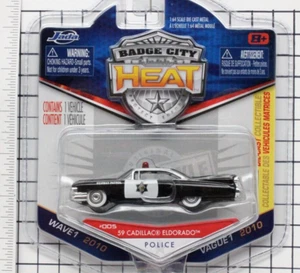 Jada 2010 Badge City Heat, '59 Cadillac ElDorado, blk & wht w/Hiway Patrol tampo - Picture 1 of 1