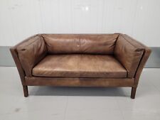 HALO 'GROUCHO' BROWN LEATHER 150CM SOFA - SMALL, LOVE SEAT, PETITE