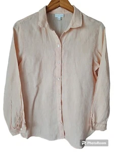 J JILL Women's Long Sleeve Light Orange Button Front 100% Linen Shirt Size S - Picture 1 of 9