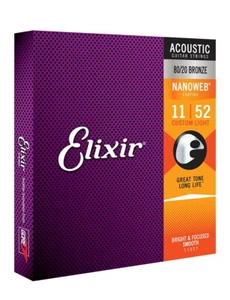 Cuerdas de guitarra acústica de bronce Elixir 11027 Nanoweb 80/20, luz personalizada 11-52 - Imagen 1 de 3