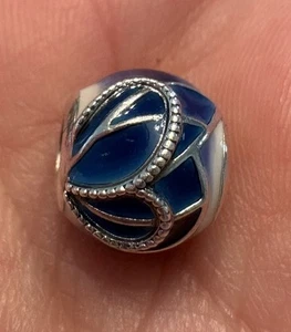 Authentic Pandora Butterfly Wing Blue Enamel Charm 797886ENMX Retired - Picture 1 of 7