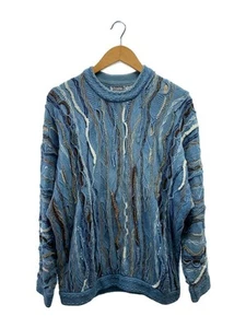 COOGI KNIT SWEATER (THICK M COTTON Blue ALL PATTERN) Used - Picture 1 of 4
