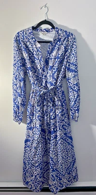 Boden SZ 20-22R Blue White Floral Maxi Dress Long Sleeve Cottagecore Lined #8892 - Image 1 of 4