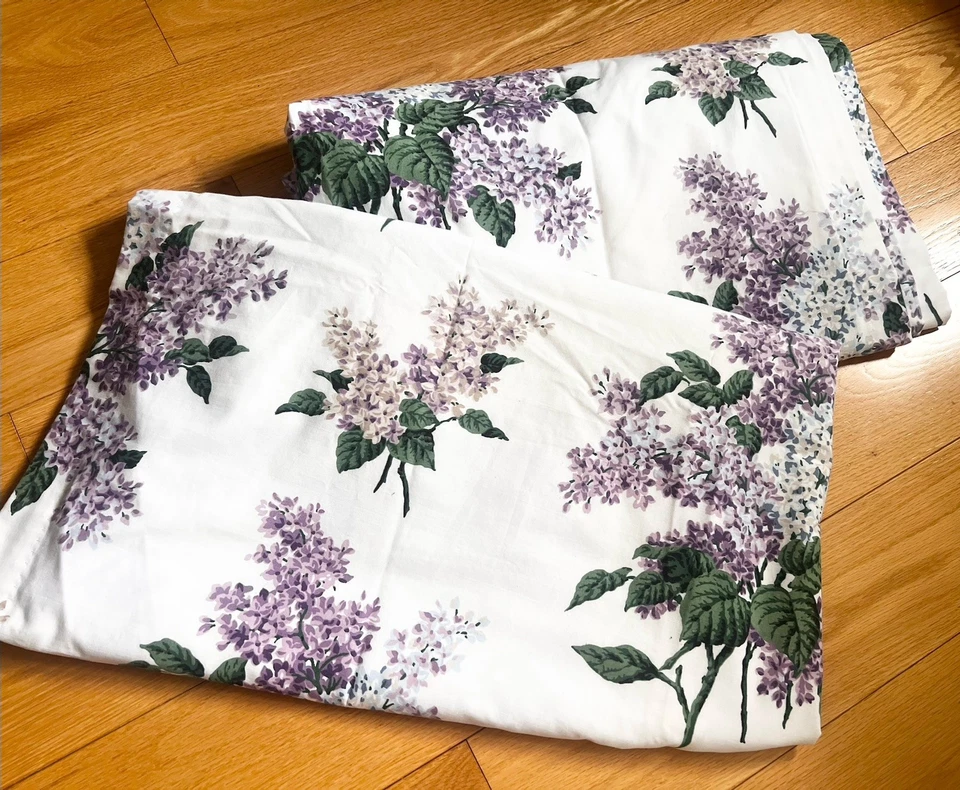 Juego de dos paneles de cortina vintage Waverly púrpura violeta floral forrado para cabaña Foto 1 de 4