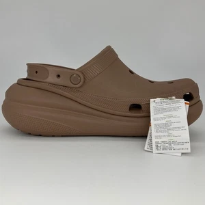 New CROCS Mens 11 Womens 13 Brown Classic Crush Clog Platform Sandals Iconic - Picture 1 of 10