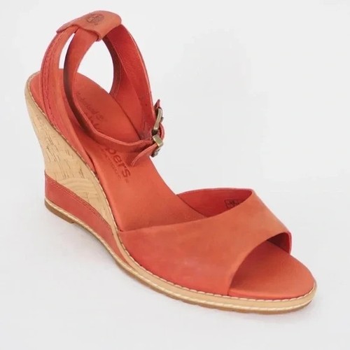 Sandali Timberland Earthkeepers Maeslin in pelle rossa con cinturino alla caviglia e plateau taglia US 7