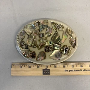 Vintage Abalone Shell Lucite 8 x 6 Inch Footed Trivet Hotplate Made In USA - Picture 1 of 7