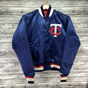 Vintage Minnesota Twins Jacke Herren mittelblau STARTER Satin Bomber MLB Baseball - Bild 1 von 11