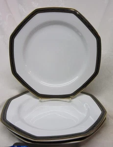 3 CHRISTOPHER STUART Y0009 SCHWARZES KLEID 8-seitige SPEISETELLER Schwarz & Goldrand - Bild 1 von 2