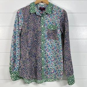 Liberty for J Crew Shirt Womens 8 Floral Patchwork Button Up Long Sleeve Preppy - Picture 1 of 12
