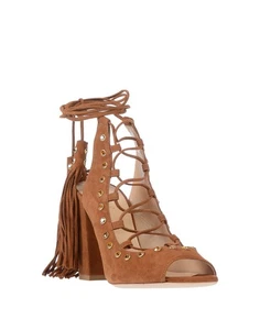 RRP €705 GEDEBE Leather Ghillie Sandals US6.5 UK3.5 EU36.5 Tassels Made in Italy - Picture 1 of 7