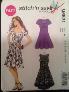 Pattern McCall’s M6821, Stitch n’ Save misses’ party dress, Sz 6-22 - Picture 1 of 3