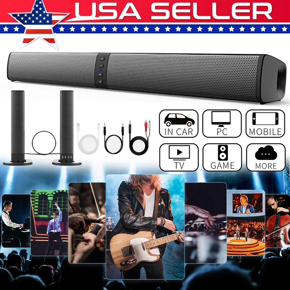 Bluetooth 5.0 Home TV Soundbar Lautsprechersystem Wireless Subwoofer 3D Surround - Bild 1 von 4