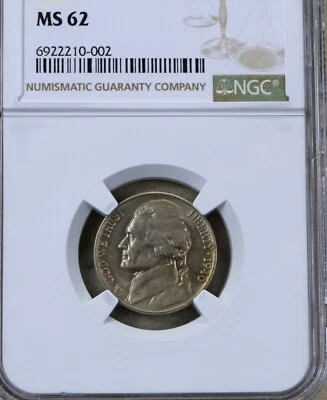 1940 D Jefferson nickel graded by NGC MS 62 - Image 1 of 2