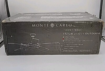 Monte Carlo 5DIW52RBD Discus 52" Outdoor Ceiling Fan with LED Light & Pull Chain - Image 1 of 4