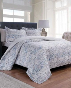 Juego de edredón completo/queen ROYALE LINENS Palermo Paisley 3 piezas nuevo con etiquetas $200 - Imagen 1 de 1