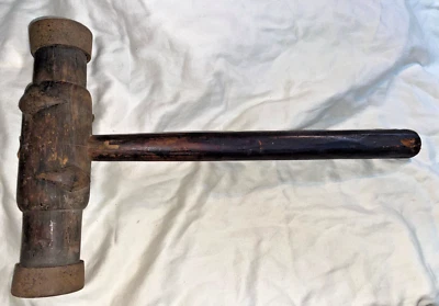 Antique Wooden Mallet Old Vintage Primitive Wood Hammer Tool Ships Carpenter - Image 1 of 4
