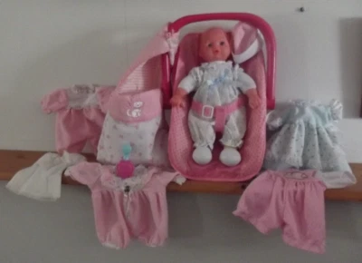 11 Inch Baby Doll With Car Seat Carry &  Outfits - Image 1 of 4