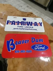 2 Older Plastic Ford Auto Dealers License Plate Advertisements - Picture 1 of 2