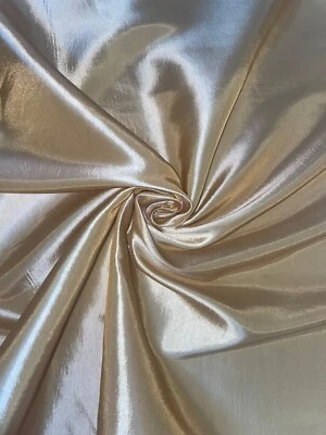 1 METER LIGHT GOLD PLAIN SMOOTH TAFFETA BRIDAL/CURTAIN FABRIC 58” WIDE - Image 1 of 2