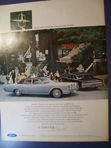 1967 Lincoln Continental large-mag car ad w/ 1965 at Alice in Wonderland show - Picture 1 of 1