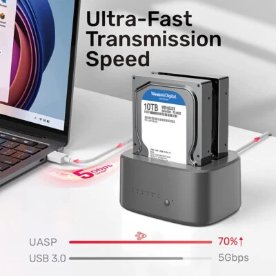 USB 3.0 SATA External Hard Drive Docking Station/Caddy for 2.5" 3.5' HDD & SSD - Image 1 of 4