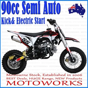 90cc Dirt Trail PIT Bike Motor 2 wheels Electric Start Semi Auto Junior Bike red - Picture 1 of 16