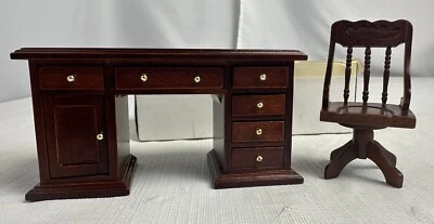 DE COLECCIÓN BOMBAY CASA DE MUÑECAS MUEBLES MINIATURA MADERA OFICINA ESCRITORIO Y SILLA Foto 1 de 4