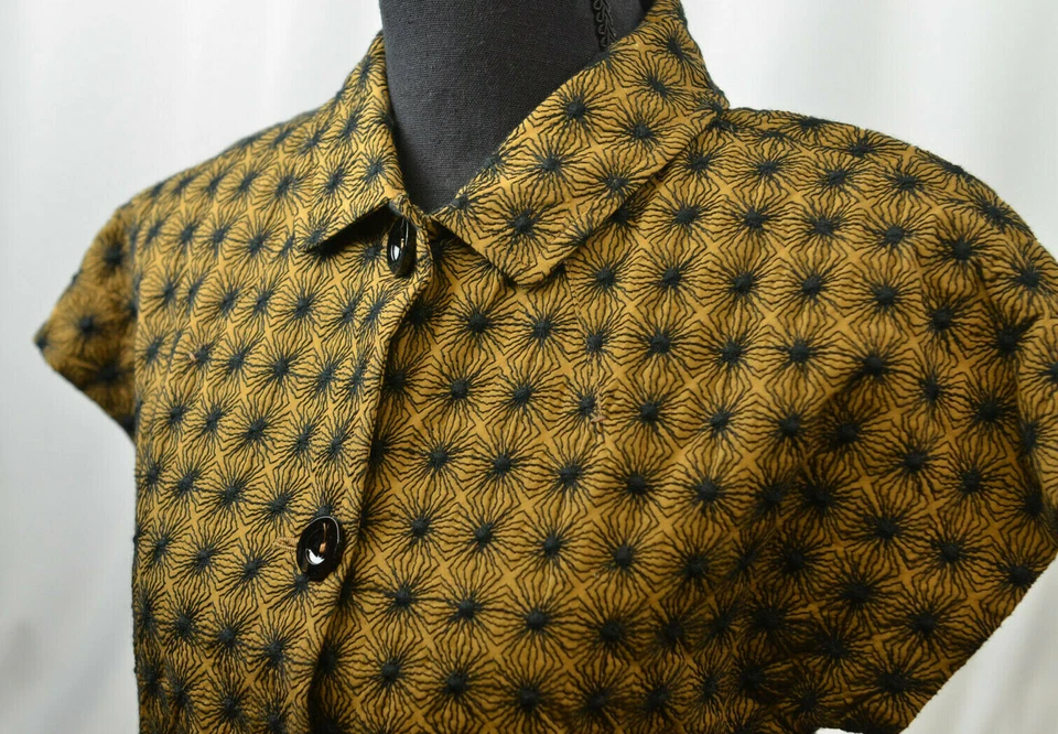 Piazza Sempione Sz 38/2 US Embroidered Flowers Blazer Short Sleeve Jacket Brown - Imagem 1 de 4