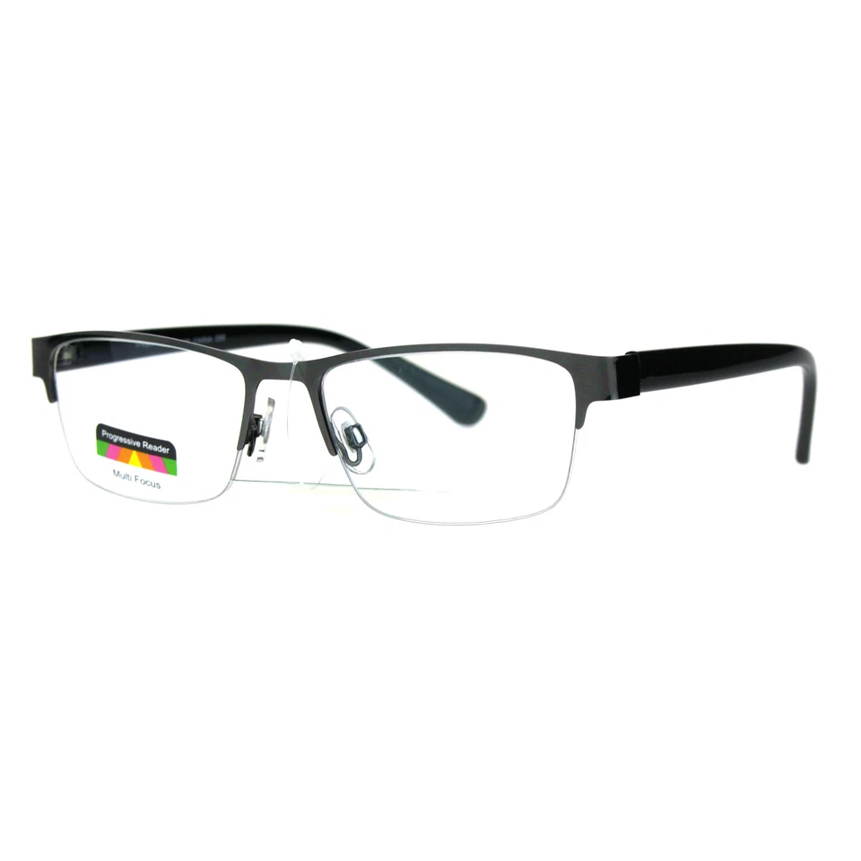 Gafas de lectura progresivas de enfoque eléctrico multi 3 rectangulares con borde de medio metal para hombre Foto 1 de 1