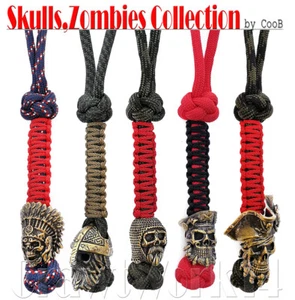 Paracord Messer Schlüsselband Schlüsselanhänger mit Metall handgegossen Paracord Perle SCHÄDEL Coob - Bild 1 von 22
