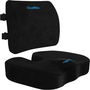 Cojín de asiento para silla de oficina, asiento de automóvil, soporte lumbar y trasero pasillo de espuma viscoelástica - Imagen 1 de 7