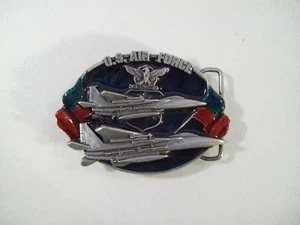 MEN'S 1982 U.S. AIR FORCE USAF FIGHTER JET ENAMEL BELT BUCKLE BERGAMOT VINTAGE - Picture 1 of 2