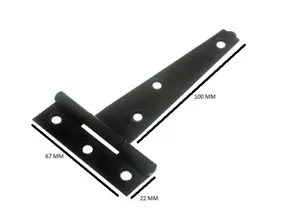 Tor Schuppentür T-Stück T-Scharnier 4 Zoll 100mm schwarz + Schrauben Menge 1 Paar - Bild 1 von 1