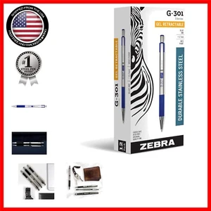 G-301 Retractable Gel Pen Set - Blue Ink, Stainless Steel, 0.7mm Medium Point - Picture 1 of 8