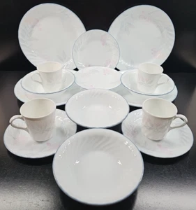 16 Pc Corelle Pink Trio Plates Bowls Mugs Lot Corning Floral Table Dining Dishes - Picture 1 of 24