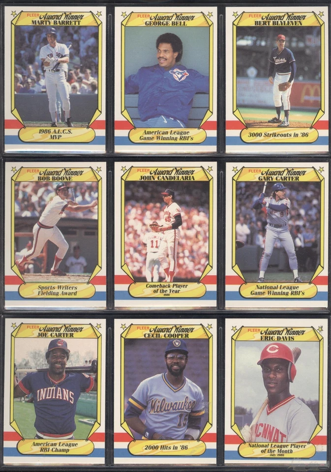 1987 Fleer AWARD WINNERS Baseball Card SEE LIST - Image 1 of 1